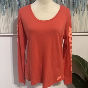Nike Just Do It Tee‎ Women's Size Large Orange Activewear Top